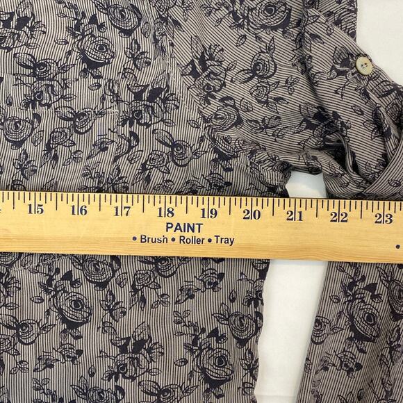 About A Girl Boho Crochet open back button up floral rose print L Pocket Western - Picture 7 of 12